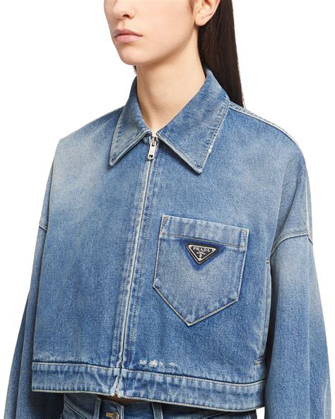 prada jassen|prada cropped denim jacket.